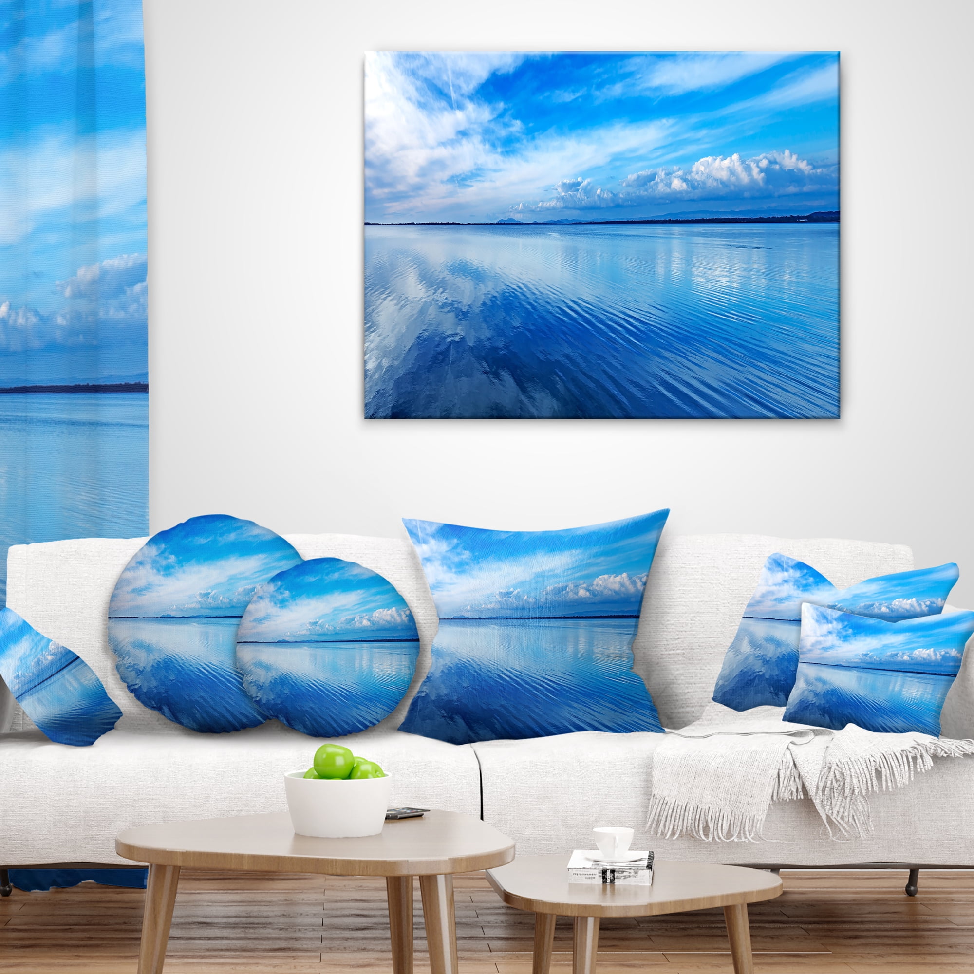 Designart Sunset Blue Panoramic Landscape - Landscape Wall Throw Pillow - 16x16