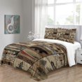thumbnail image 4 of LAICAIW Ensemble 3 Pcs Ensemble 3 Pcs sur Lit Ensemble de Literie Courtepointe Style Chalet - Parcelle Faune - Ensemble de Couette Réversible Style Cabane Rustique Campagnarde avec Coussin Décoratif, Brun Grand Lit (228x228 cm), 4 of 7
