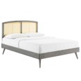 thumbnail image 1 of Modway Sierra Cane Rattan and Wood Full Platform Bed with Splayed Legs in Gray, 1 of 10