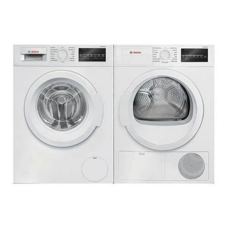 White Front Load Laundry Pair with WAT28400UC 24 Washer and WTG86400UC 24 Electric