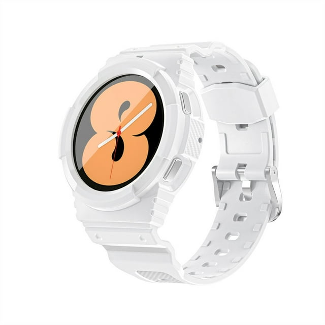 ALMNVO Bracelet Compatible pour Galaxy Watch 4 40mm 44mm Frontier TPU Robuste + Bracelet Galaxy Watch 4 Blanc