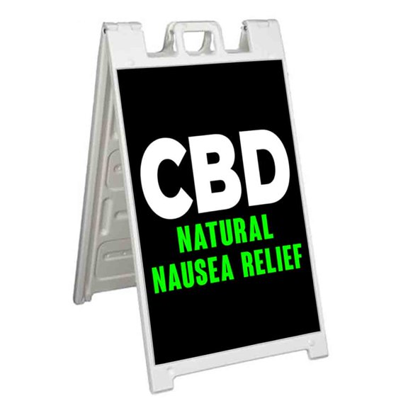 CBD Natural Nausea Relief (24" X 36") Standard A-Frame Signicade, Includes Decal Applied To Stand