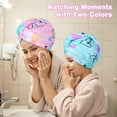 thumbnail image 2 of FacoFaco Pack of 2 Microfiber Hair Towel Rapid Drying Towel Wrap for Wet Hair with Button Women & Girls Long, Curly Hair, Love, 2 of 7