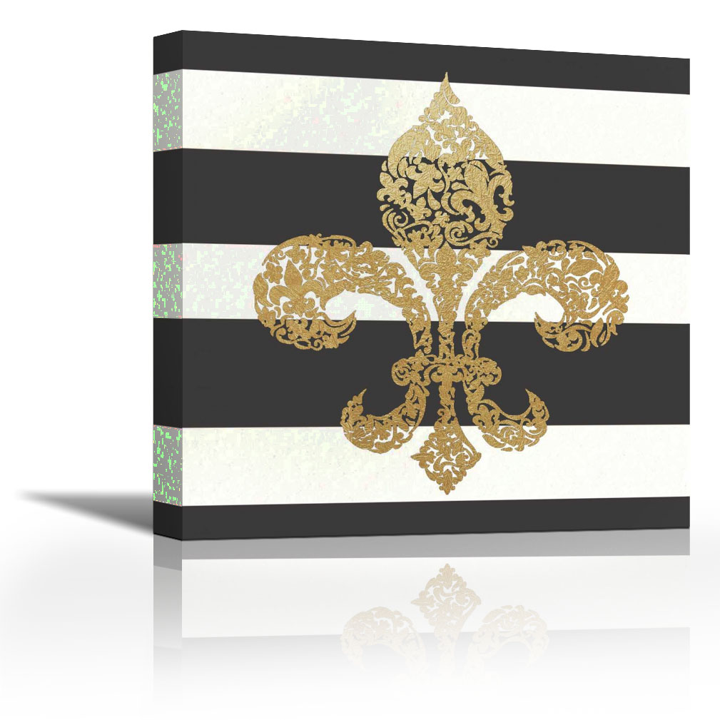 Fleur de Lis Stripes Contemporary Fine Art Giclee on Canvas Gallery