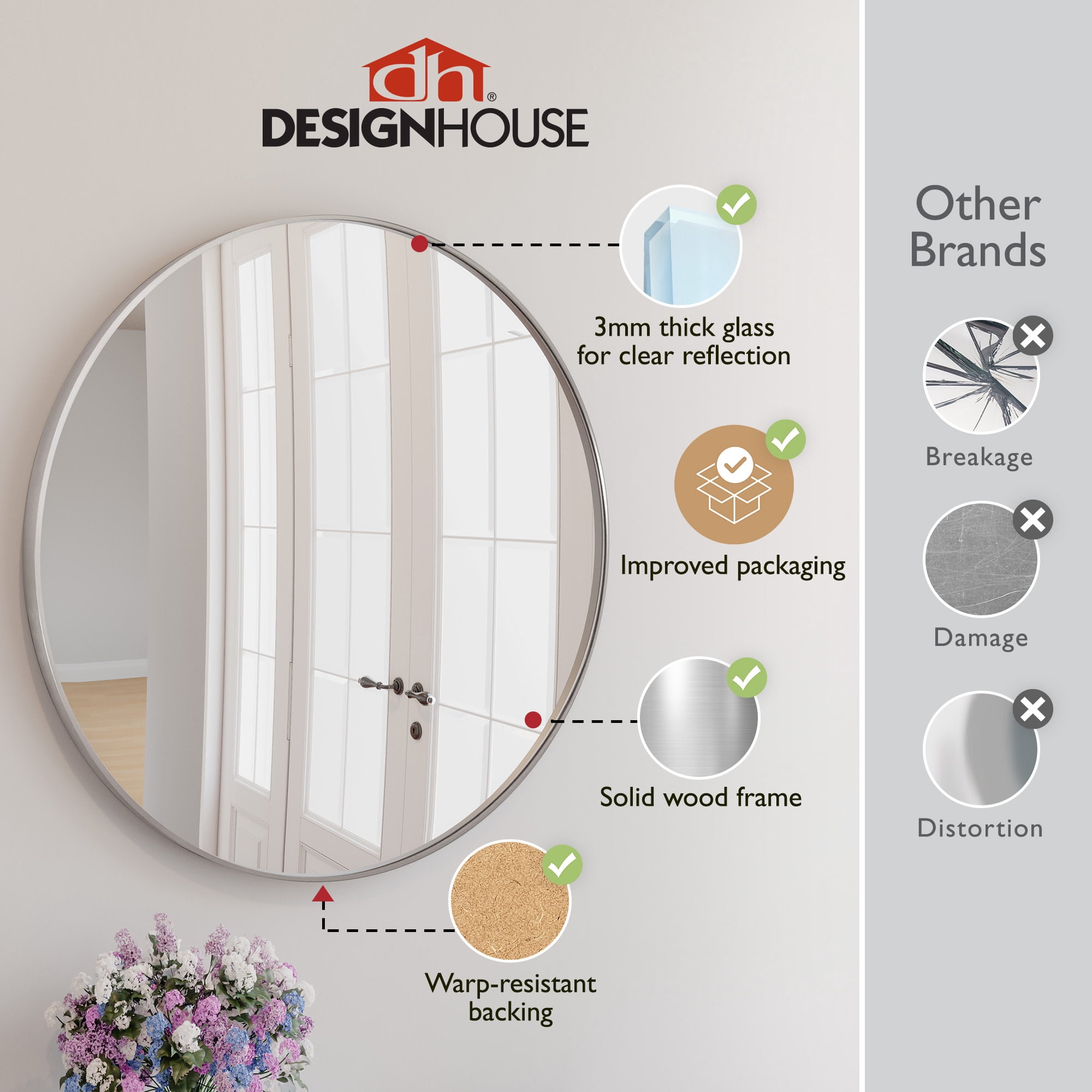 Design House Kenna 24" Round Wall Accent Mirror