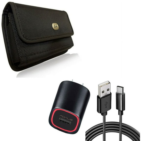 Case Belt Clip & Home Charger for iPhone 15 Pro Max - Rugged Holster Canvas Cover and Fast 18W USB Cable 6ft TYpe-C Power A6Z for iPhone 15 Pro Max (6.7")