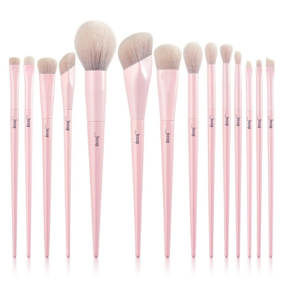 Jessup Pink Makeup Brush Set, 14Pcs Premium Synthetic Brushes for Foundation, Concealer, Blush, Eyeshadow, T495