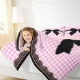 thumbnail image 5 of Homewish Cute Bowtie Ribbon Full Size Comforter Sets,Geometric Plaid Bedding Comforter Set,Pink Black Bedding Sets For Girls Kids,Ultra Soft Home Decor Reversible,3-Piece, 5 of 9