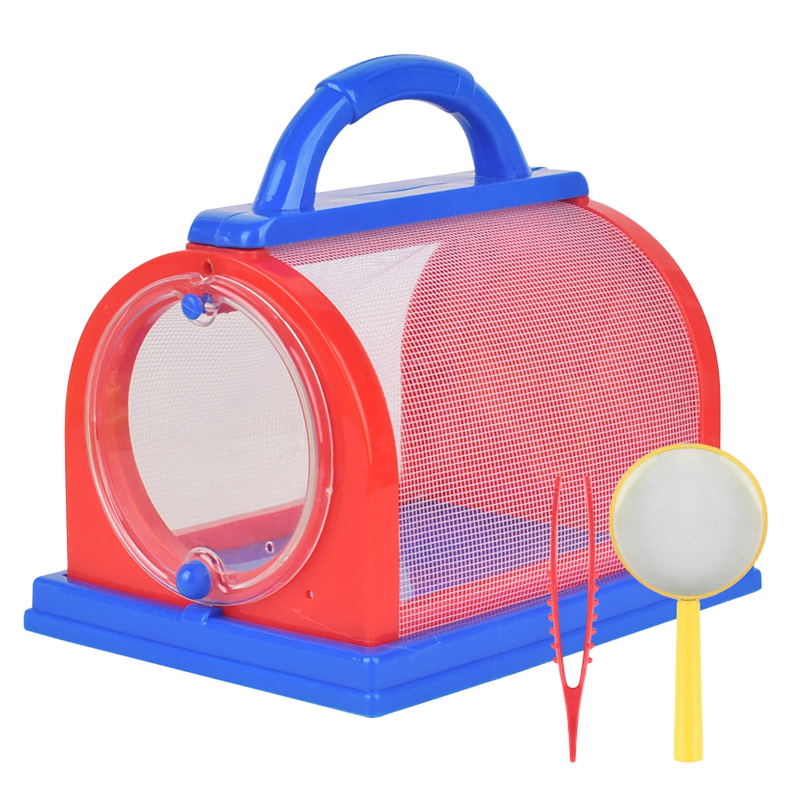 Education Toy Kit Catcher Kids Net Catching Cage Outdoor Set for Exploration Observation and Fishing Container with Critter Catcher,7.48×5.91×7.68 inch,Red