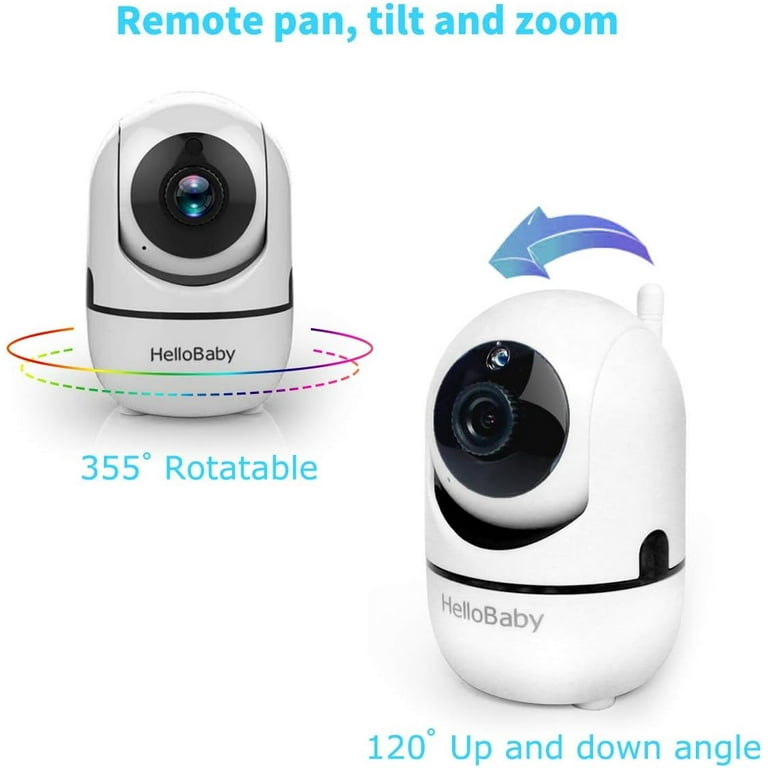 HelloBaby 720P 5.5'' HD Video Baby Monitor No WiFi, Remote Pan Tilt Zoom Baby  Monitor with Camera and Audio Wide View Range, Night Light, Hack Proof,  4000mAh Battery, Time&Clock, 1080p Camera