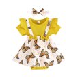 thumbnail image 1 of Gibobby Mameluco niño Conjunto de diademas de manga corta con estampado de mariposas para niñas pequeñas(Amarillo, 0-3 Meses), 1 of 4