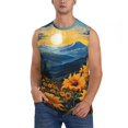 thumbnail image 1 of Fotbe Elegant Sunset Sunflower Men's Camiseta sin Mangas Estampada para Hombres, Playera Casual para Gimnasio, Entrenamiento, Playa-Medium, 1 of 7