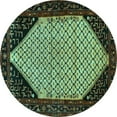 thumbnail image 1 of Ahgly Company Indoor Round Persian Turquoise Blue Traditional Area Rugs, 4' Round, 1 of 4