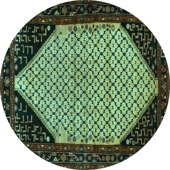 Ahgly Company Indoor Round Persian Turquoise Blue Traditional Area Rugs, 4' Round