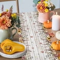 thumbnail image 4 of ERUNPONLY Fall Gnomes Table Runner - 36 Inch Long Thanksgiving Pumpkin Squirrel Sunflower Wooden Cotton Linen Blended Dress Scarves Farmhouse Table Runner for Kitchen Dining, Coffee Table, 13" x 36", 4 of 8