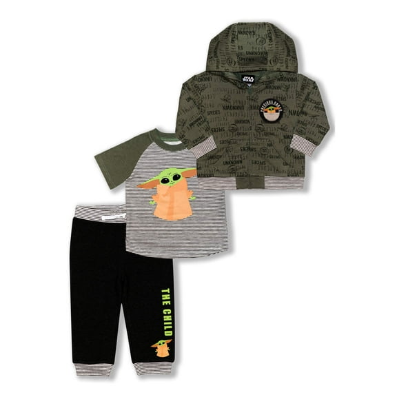 Baby Yoda Toddler Boy Sweatshirt, T-Shirt & Jogger Pants Outfit Set, 3-Piece (2T-5T)
