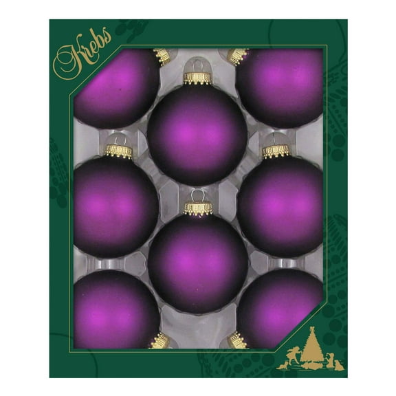 Christmas By Krebs Made in The USA Designer Seamless Glass Christmas Ball Ornaments, 2 5/8" (67mm), 8 Pieces
