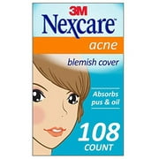 Nexcare Acne Absorbing Cover, Acne, Pimple, Zit Patch, Protective cover for blemishes, Visibly indicates that it is working, 108-count, two sizes