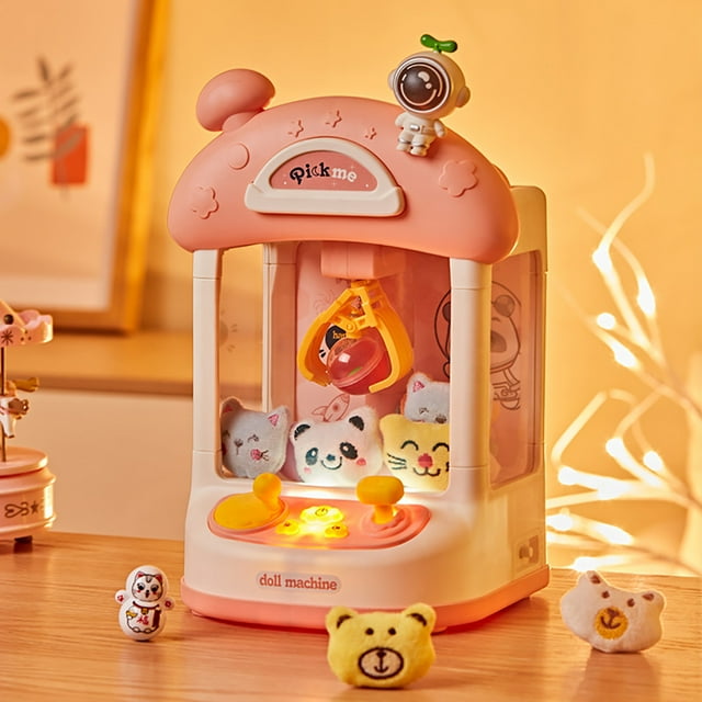Jouets de Machine à Griffes Spatiales pour la Maison, Mini Machines de Jeu d'Arcade à Pince pour Poupées, Levier de Fonctionnement Flexible Alimenté par Pile, 10 Poupées Jouets Interactifs pour Fête de Famille, Jouets Cadeaux pour Anniversaire Noël Fête des Enfants