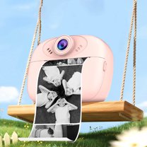 Children's Instant Print Camera With 6ml Color Pens 1080P Recording 2.4 Inch Screen 48 Megapixel Lightweight Portable For Kids Photography Pink