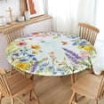 thumbnail image 2 of Wildflower Round Fitted Tablecloth Best for 44"-48" Butterfly Table Cloth Elastic Edge Waterproof Stain Resistant Washable Farmhouse Rustic Colorful Floral Table Cover for Party Picnic Indoor Decor, 2 of 4