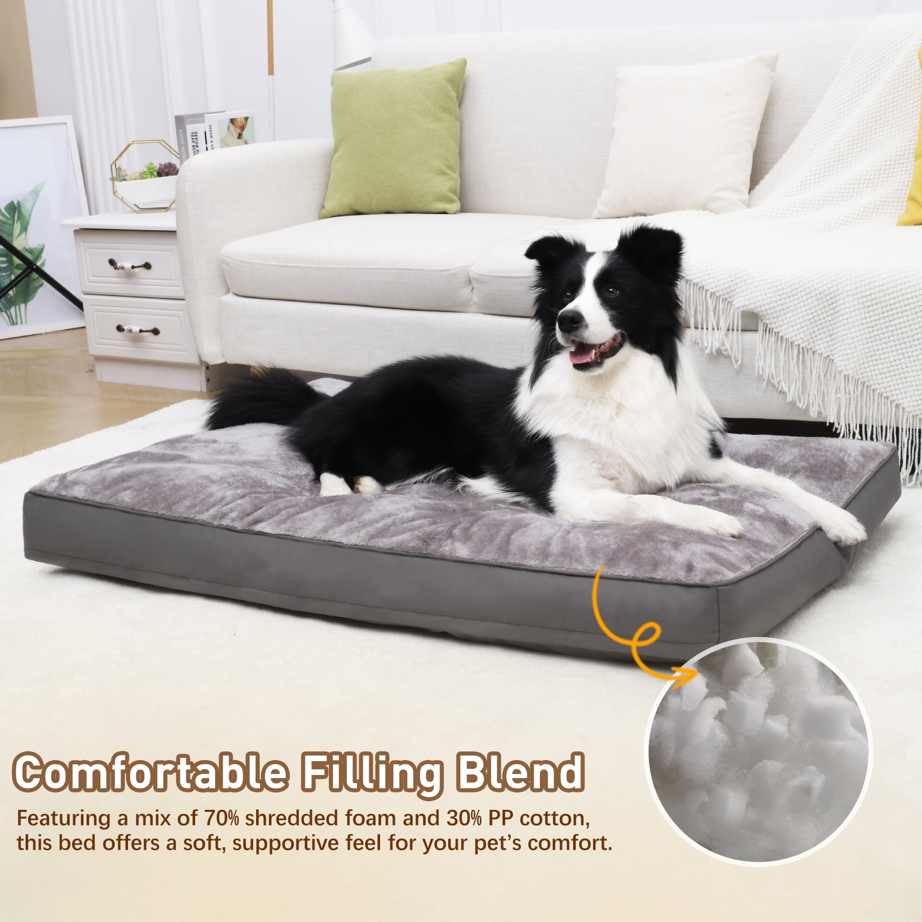 Waterproof 35" Dog Bed for Large Dogs with Removable Washable Cover