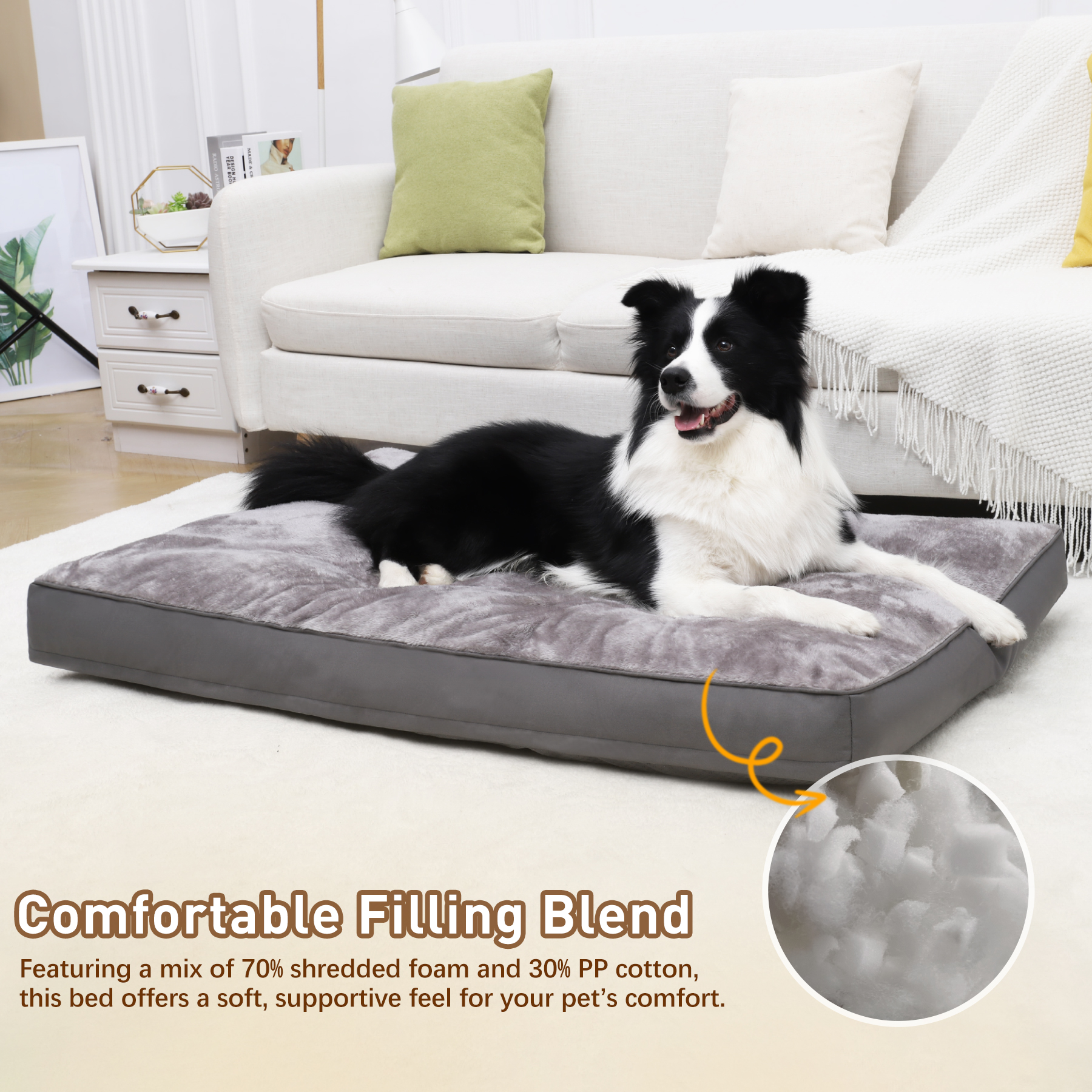 KSIIA Waterproof Large Dog Bed, 35"x22", Removable Cover photo 4