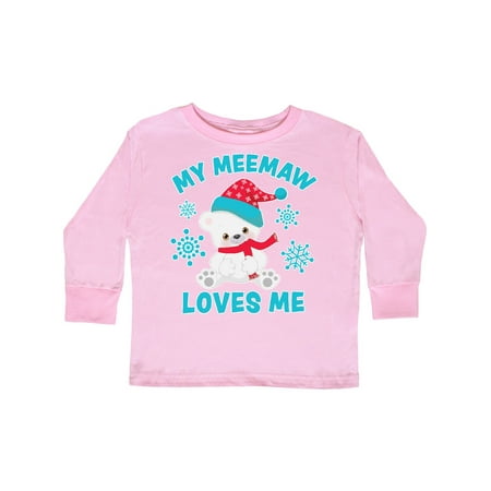 

Inktastic Polar Bear My Meemaw Loves Me in Santa Hat with Snowflakes Gift Toddler Boy or Toddler Girl Long Sleeve T-Shirt