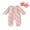 Multi-color, variant on Honganda Baby Girl 2Pcs Easter Outfits Long Sleeve Round Neck Bunny Print Ruffle Jumpsuit with Headband Set Clothes