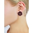 thumbnail image 2 of Women's Metal Matte Flower Petal Stud Pierced Earrings, Burgundy, 2 of 3