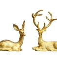 thumbnail image 5 of CoreLiving Golden Deer Figurine Set of 2, Small Animal Statues for Home Decor, Handmade Ornament with Hairy Texture, Elegant Gold Reindeer for Shelf Desk Mantel Christmas Decor, 5 of 5