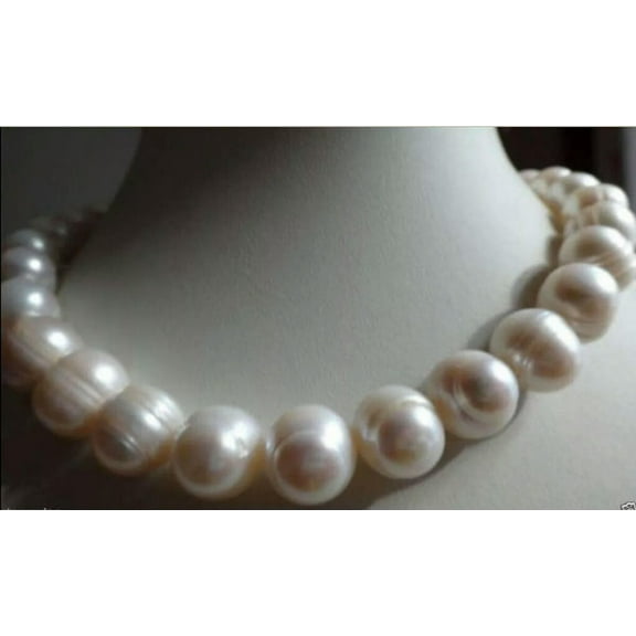 K-KED 10-11mm Natural White Freshwater Cultured Baroque Pearl Necklace 18 Inches