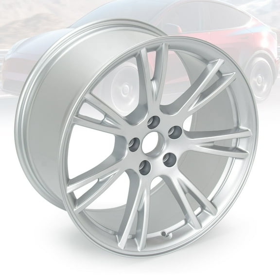New 19" Replacement Rim for Model Y Long Range 2020-23 Wheel, 19x9.5 inch Silver Wheel Rim 5x114.3