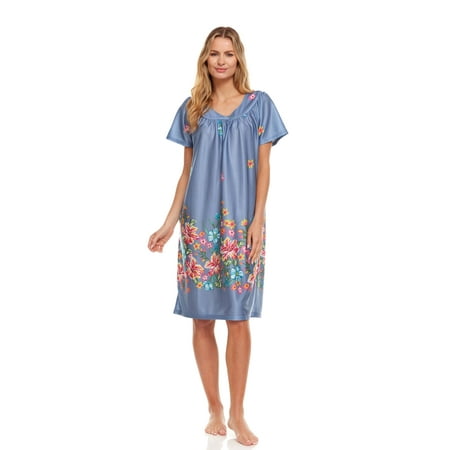 

Lati Fashion Women Nightgown Sleepwear Female Sleep Dress Nightshirt Blue XXXL