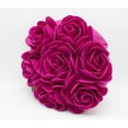 thumbnail image 4 of Multi Rose Motifs Felt 15-inch Round Decorative Throw Pillow (Fuchsia, Case + Insert), 4 of 7