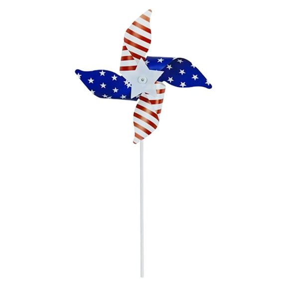 4th Of July Plastic Pinwheels Patriotic Wind Spinners Garden Decor Outdoor Yard Lawns Toy Red White Blue Windmill For Kids