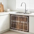 thumbnail image 3 of Laundry Room Cabinet Curtains 28"W x 35L, Farmhouse Brown Wooden Simple Art Under Sink Skirt for Bathroom Vanity Kitchen Self Adhesive, Dust-Proof Privacy Curtain for Closet Shelves Laundry Room, 3 of 9