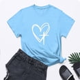 thumbnail image 4 of Camisetas de Manga Corta para las Mujeres Casual Día de Pascua Impresión Cuello de Tripulación Suelta Camiseta, Poliéster Spandex, 4 of 7