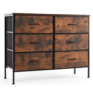 CONCETTA 6-Drawer Fabric Dresser, Rust