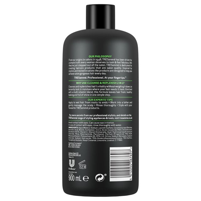 Tresemme Cleanse & Replenish 2in1 Shampoo & Conditioner 900ml - European Version NOT North Variety - Imported from United by Sentogo - SOLD AS 2 PACK - Walmart.com