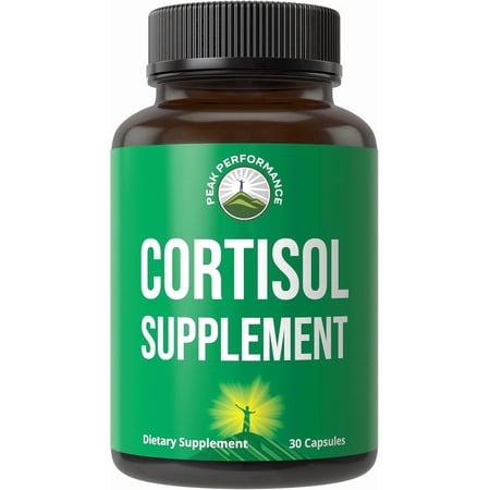 Peak Performance 5-in-1 Cortisol Support Supplement, Vegan, Gluten-Free for Calm Relaxation, 30 Capsules