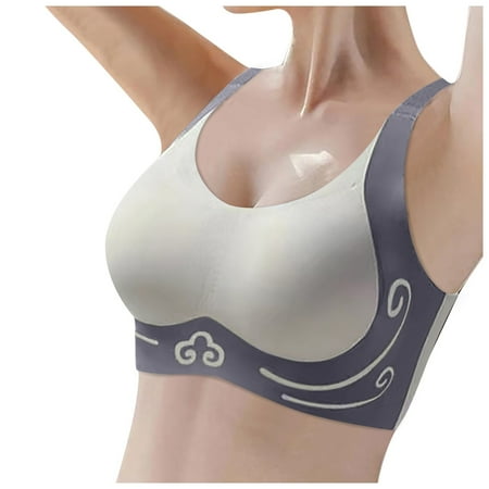Sopiago Women Bralette Supportive Bra Push Up Comfort Soft No Underwire Full Coverage T-Shirt Bra Blue M