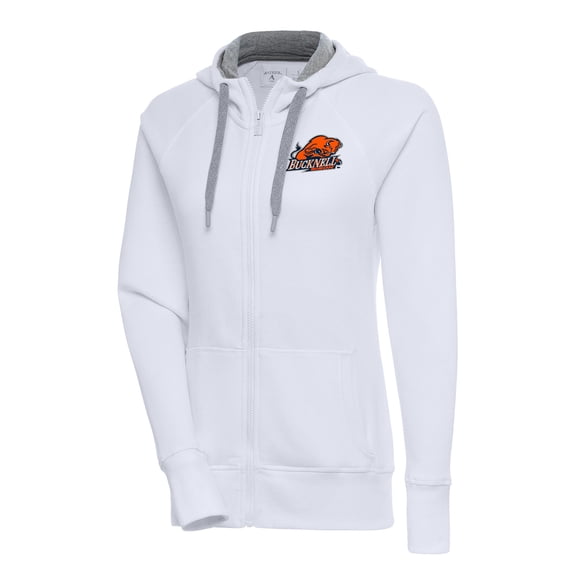 Women's Antigua White Bucknell Bison Victory Full-Zip Hoodie