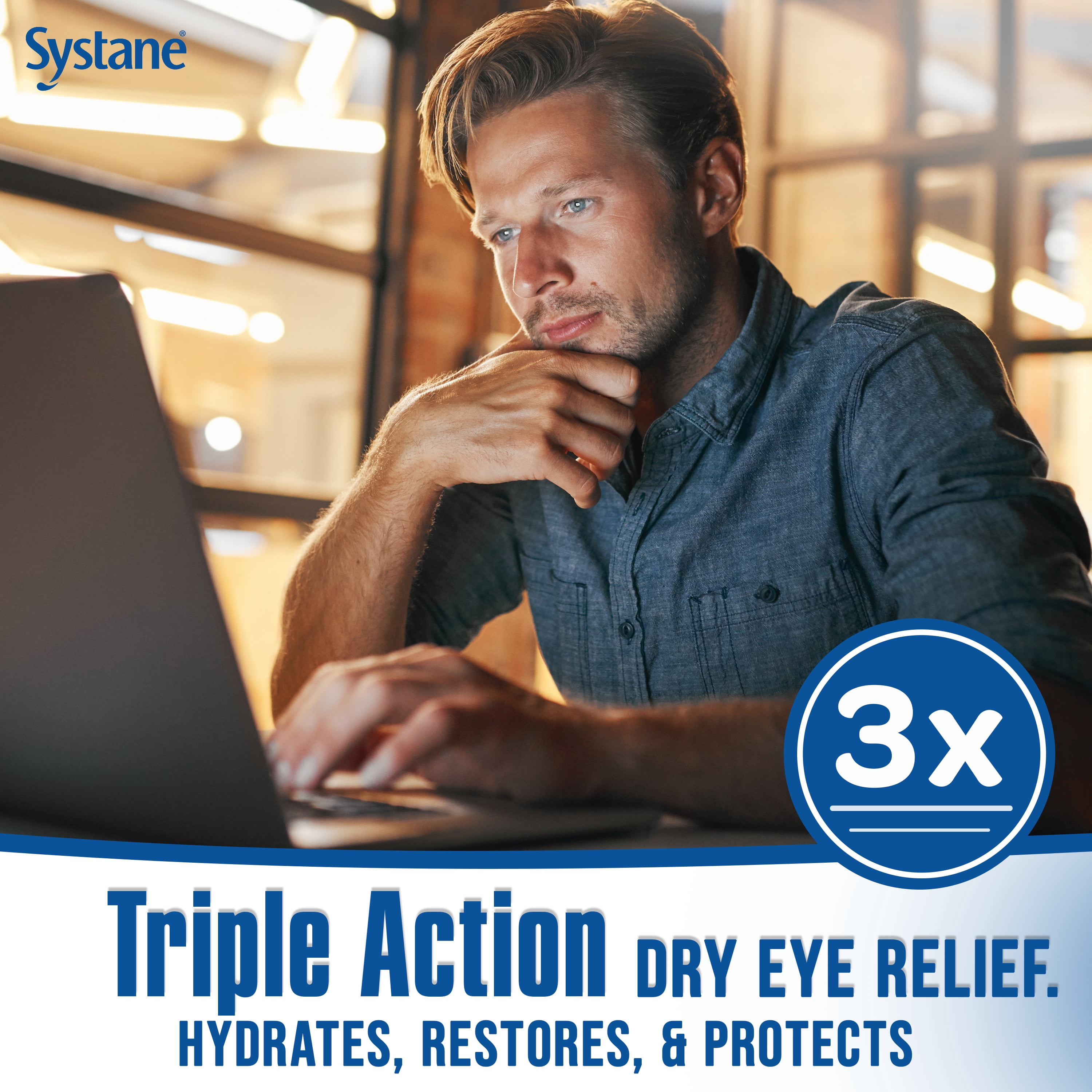 Systane PRO Preservative Free Eye Lubricant Drops for Dry Eyes, Hydrate, Restore & Protect (2 x 10 mL)