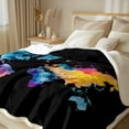 thumbnail image 2 of Map Sherpa Throw Blanket Colorful Watercolor World Map Print Fleece Reversible Blanket for Bed and Couch Explore Travel Bedroom Decor Baby(30"x40"), 2 of 6