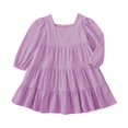 thumbnail image 3 of FDDMis Burgundy Dress Red Dresses Black Long Sleeve Dress Infant Christmas Dress Long Short Dress Hawaiian Dress Girls Christmas Outfits, Purple 3-4 Years, 3 of 6
