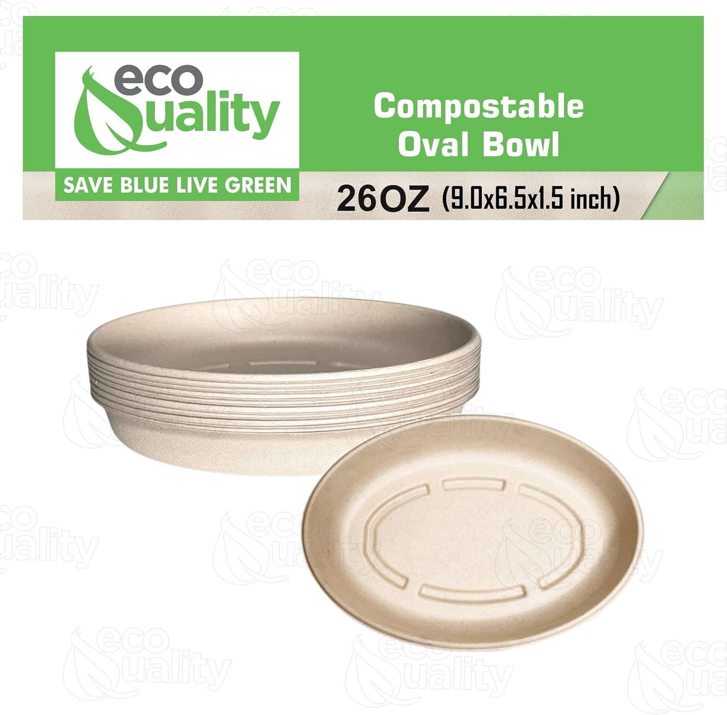 26oz Oval Disposable Compostable Paper Burrito Bowls Heavy-Duty, Eco-Friendly Oval Bowls Natural Bagasse Unbleached, Heat Resistant, 100% Biodegradable Salad Bowls Alternative to Plastic (25)