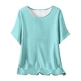 thumbnail image 1 of Plebaso Hauts d'Été pour Femmes Manches Courtes Col Rond T-Shirts Confortables Blouses Amples pour Femmes, 1 of 5
