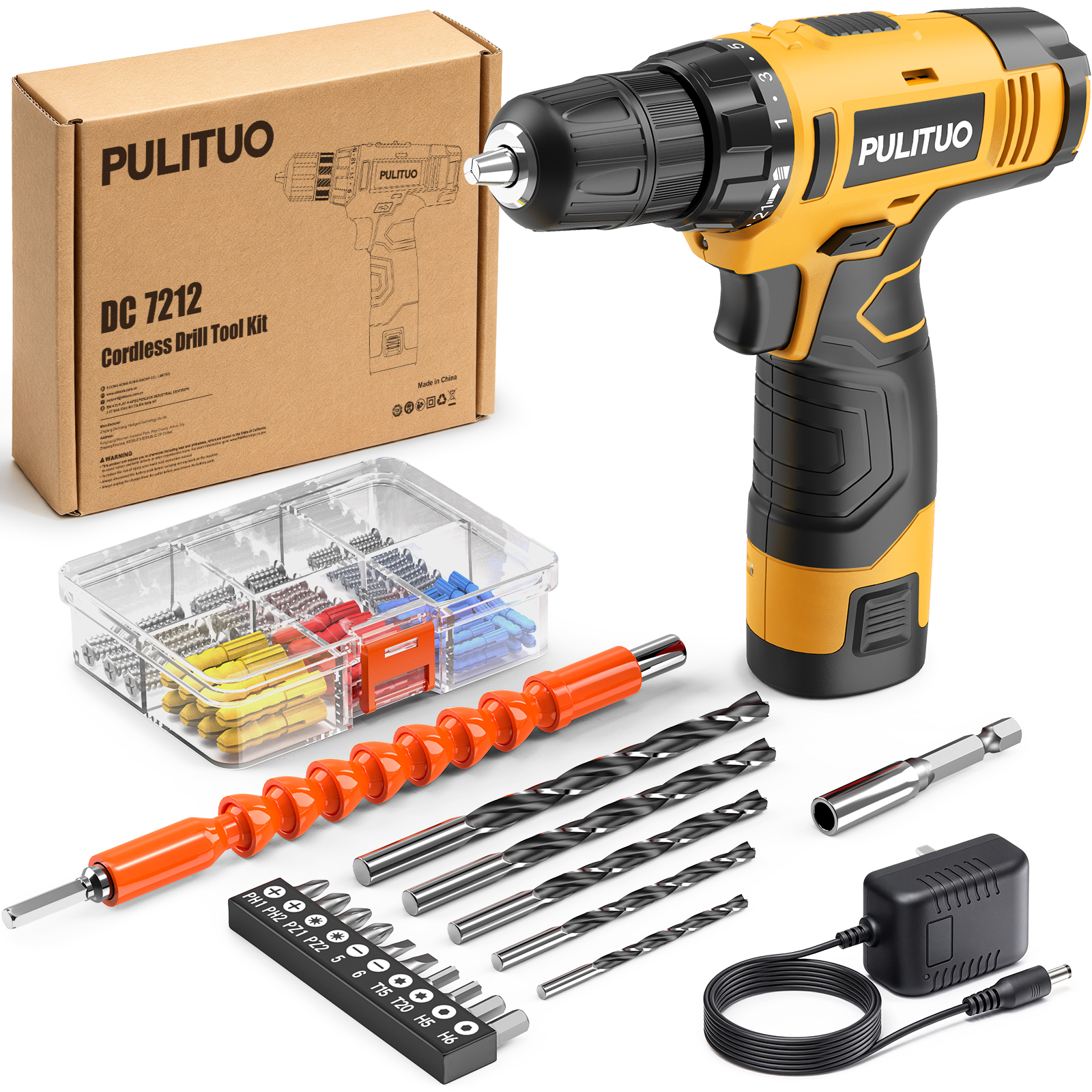 Pulituo 12V Cordless Power Drill with 21+1 Torque Settings photo 1
