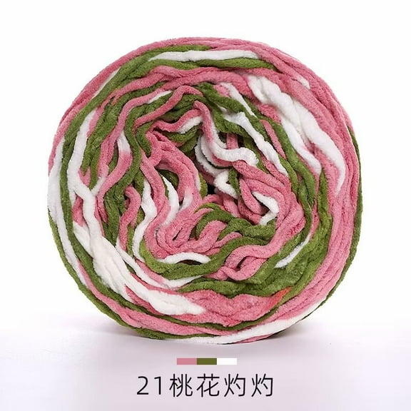 Namzi Fluffy Yarn, Multi Color Yarn - 1 roll Soft Polyester Yarn for Craft Projects, Ideal as Blanket Yarn for Crocheting, Durable Yarn for Knitting/DIY Handmade Creations. Pink Green White